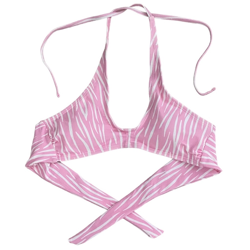 NWT BCBG PINK AND WHITE ZEBRA PRINT‎ PADDED BIKINI TOP SIZE EXTRA SMALL